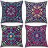 Hnmdmyi Copricuscino Boho 45x45 Set di 4, Retro floreale mandala bussola medaglione decorativo copricuscini Bohemian Hippie lino copertura cuscino per divano letto giardino all'aperto Home Decor