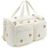 PinDaito Borsa Parto Ospedale Mamma, Fasciatoio e Organizer Passeggino, Cambio Neonato Capiente, Borsa Mamma Multiuso in Cotone con Ricamo, 48 × 22 × 26 cm, per Ospedale, Viaggio e Pannolini