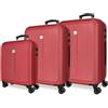 ROLL ROAD Cambogia Borse da viaggio, bordeaux, 52 x 75 x 30 cm, Set 3 valigie