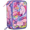 Mitama Astuccio Scuola 3 Scomparti, FAIRYUNICORN, Contenuto 47 pz, Completo di Matite, Pennarelli, Portapenne Scuola Elementare Bambina