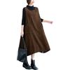 CRITOR Vestito a Grembiule Vintage in Velluto a Coste Largo Senza Maniche Completo con Grembiule in Velluto a Coste
