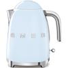 Smeg, Bollitore Elettrico KLF03PBEU 1,7 L, Filtro Anticalcare Lavabile, Autospegnimento di Sicurezza, Indicatore Livello di Acqua, Base Antiscivolo e Avvolgicavo Integrato, Potenza 2400W, Azzurro