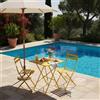 C-line SET BISTROT MARSIGLIA Tavolo da giardino quadrato pieghevole in metallo 60x60 cm e 2 sedie pieghevoli, Colore Giallo