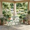 C-line SET BISTROT MARSIGLIA Tavolo da giardino quadrato pieghevole in metallo 60x60 cm e 2 sedie pieghevoli, Colore Verde