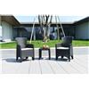 C-LINE Set salotto da esterno giardino effetto rattan con 2 poltrone ed 1 tavolino, Colore Grafite, Modello Urban