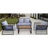 C-line Salotto Gordes 4 pezzi, divanetto + 2 poltrone + tavolino, Struttura in acciaio verniciato e polyrattan.