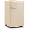 SEVERIN RKS 8833 Mini Frigorifero Retrò 108L, Frigorifero piccolo e silenzioso con diversi scomparti, Congelatore 13L e portabottiglie, 37 dB, Classe energetica D, Crema