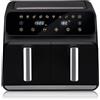 alpina Double Air Fryer 8L - Friggitrice senza olio per 4-8 persone, Airfryer XXL, Airfryer elettrico, display a LED, 230 V, 1700 W, colore: nero