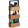 relaxdays Scaffale con 3 Scomparti da Bagno, in bambù, Salvaspazio, Mobiletto, in Metallo, 67x28,5x15 cm Legno Naturale, 67 x 28 x 15 cm