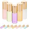 EXCEART Bottiglie in Vetro per Olio Essenziale da 5ml, Ricaricabili e Smontabili, Set da 12 Pezzi per Viaggio Roll-on Portatile in Colore Perlato Rosa Viola