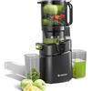 AMZCHEF Extracteur de jus automatique Vos mains libres, Ouverture de 145 mm et capacité de 1,8L Extracteur de jus de fruits et légumes entiers, Extracteur jus lent de 250W avec triple filtre - Nero