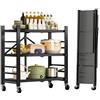 MAGIC SELECT Scaffale Modulare Multiuso con Ruote e Pieghevole per Mobili da Cucina, Bagno, Camera da Letto e Soggiorno con 3 Ripiani
