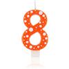 BRILY Candela Compleanno con Pois, Paraffina, 12,5 cm, Fiamma Stabile (arancione scuro 8)