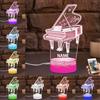 SSRUI Lampada notturna personalizzata con illusione 3D a forma di pianoforte, lampada a LED con diversi colori che cambiano, decorazione musicale per camera da letto e soggiorno, regali per gli amanti