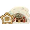THUN - Mini Presepe Classico 2019 con Capanna Grande a Stella Cometa - Ceramica - 20x10x18 cm