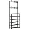 GUTEINTE Scarpiera e Cappelliera, Supporto Appendiabiti con Portascarpe, Organizzatore Multifunzione per Ingresso, Corridoio (Nero, 173x60x26cm, 5 Ripiani e 8 Ganci)