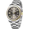 TYBERLEY BENYAR 5185 Orologio automatico da uomo cinturino in acciaio inox impermeabile luminoso casual business sport analogico a carica automatica Data orologio da polso (Oro-grigio scuro)