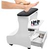 EBANKU Poggiapiedi per pedicure con ruote, sgabello per manicure in pelle PU, carrello spa portatile per unghie e massaggi, poggiapiedi mobile Easy-Glide (Bianco nero)