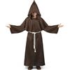 Kitimi Costume di monaco per bambini con croce e cappuccio, Halloween Costume medievale per bambini, abiti di carnevale