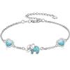 ONEFINITY Bracciale con elefanti in argento sterling 925, con cuore turchese, con elefante, idea regalo per donna