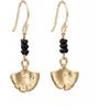 WANDA PLATA Orecchini dorati Ginkgo con tormalina nera naturale da donna, pietre semipreziose, fatti a mano, gioielli con significato, in confezione regalo