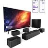 ULTIMEA 7.1 Soundbar TV, 460W Compatibile con Dolby Atmos, Controllo APP, 4 Altoparlanti Surround Cablati, Sistema Audio Home Theater Surround con Subwoofer Wireless 6,5", Poseidon D80