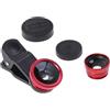 HOOWIFFY Obiettivo in Lega di Alluminio e Vetro 3 in 1 Grandangolare Macro e Fish-eye Clip Resistente All'olio per Fotocamera Smartphone per Cellulari e Tablet