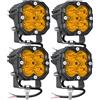 RIGIDON 4 x Mini Faro da Lavoro Led, 3 Pollici 30W 3000LM, Spot Luci di Lavoro, Fari di Profondità, Faretti Per Fuoristrada Auto Trattore Escavatore Camion ATV 4x4, motociclette, 12V 24V 3500K Giallo