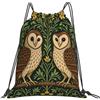 Generic Zaino con Coulisse Vintage Owl Drawstring Backpack Grande capacità Sacca da Palestra Resistente Sacchetta Sportiva per Spiaggia Viaggi Unisex