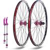 HWEVDHJ Set Di Ruote Per Mountain Bike 24/26/27,5/29 Pollici Freno A Disco A Sgancio Rapido Cerchi In Lega Di Alluminio 32 Fori 7 8 9 10 11 Cassetta Velocità(Dark Pink,24)