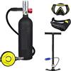 RSGXLFQZVAK Bombola Subacquea, Bombola di Ossigeno for Immersioni Subacquee capacità 1L Respiratore Portatile for,per Principianti(Yellow)