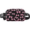 ISAOA Marsupio a tracolla alla moda marsupio con cinturino regolabile Dream Pink Bow sfondo nero per allenamento, shopping, viaggi, escursionismo