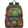 Linnyio Floreale Cool Skull Art Zaino Pieghevole Impermeabile e Leggero,Ideale per Escursioni Viaggi e Campeggio