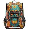 Linnyio Floreale Cool Skull Art Zaino Scolastico Borsa Ad Alta Capacità per Ragazze e Ragazzi