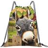 Generic Zaino con Coulisse Farmhouse Donkey Drawstring Backpack Impermeabile Borsa con Coulisse Pieghevole Sacchetta Sportiva per Spiaggia Scuola Unisex