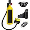 RSGXLFQZVAK Bombola Subacquea, Respiratore da Immersione Portatile for Il Tempo Libero All'aperto for Adulti Dotato di Bombola Ossigeno 1 Litro,per Principianti(Black Suit C)