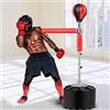 Lightakai - Punching ball, boxing punching kickboxing speed training regolabile in altezza con spinning bar a 360° per allenamento boxe, nero e rosso