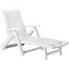 Dmora Lettino Prendisole Livorno, Sdraio da Giardino Regolabile con Ruote, Lettino da Esterno, 100% Made in Italy, Cm 195x72h101, Bianco