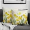 Cryfox Set di 2 federe per cuscini primaverili con narcisi e fiori, 45 x 45 cm, gialli estivi, motivo floreale acquerello, decorative, morbide, quadrate, per divano e camera da letto