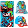 CERDÁ LIFE'S LITTLE MOMENTS Set Asciugamano, Cappellino e Zaino Marvel per Spiaggia e Piscina - Set per Bambini Marvel con Cappello, Asciugamano e Bustino, Set Estate Bambino e Bambina Completo, Ideale per Vacanze ed Escursioni