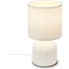 BRILONER - Lampada da tavolo con paralume in tessuto, interruttore a cavo, base in ceramica, lampada camera da letto, lampada, lampada da comodino, 15x28 cm (DxH), bianco