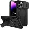 xinyunew custodia per iPhone 14 Pro Max con ring stand magnetico, cover militare antiurto con protezione fotocamera scorrevole compatible with MagSafe ricarica wireless Nero