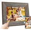 KODAK Cornice portafoto digitale da 8 pollici Wi-Fi elettronica HD IPS touch screen Smart cornice in legno cloud con app, memoria 16 GB, rotazione automatica, condivisione di immagini, musica, video