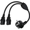 YINGAYOU Sdoppiatore Cavo Alimentazione PC 10A 250V Cavo Alimentazione IEC C13 Doppio per PC Monitore Stampante Proiettore (Nero, 1.5 m)