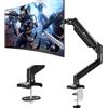 Ailuner Supporto singolo per monitor da 13-32 pollici, braccio per monitor con molla a gas con staffa VESA regolabile in altezza, supporto per 2-9 kg, installazione con morsetto/occhiello