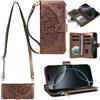 Tivenfezk Crossbody Portafoglio Cerniera Custodia per Samsung Galaxy A40,con 9 Slot per Schede Borsa con Spallina Tasca Datura Totem Fiore Magnetico PU Pelle Flip Collo Cordino Cover