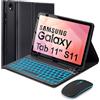 SOPPY Custodia con tastiera retroilluminata con mouse per Samsung Galaxy Tab S11 2025 11 pollici, layout UK, custodia magnetica sottile con tastiera wireless staccabile per Samsung Tab, nero