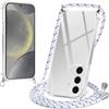 Xylota Cover con Cordino per Samsung Galaxy S24, Trasparente Custodia con Laccio Tracolla Regolabile Corda Collana Catena, Ultra Sottile Silicone TPU + PC Antiurto AntiGraffio Protettiva Case, Bianco