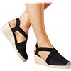 Kobilee Sandali Donna Comode Bohemia Platform Zeppa Plateau Casual Alto Sandalo Espadrillas Tacco Eleganti Lacci Sandali Estive Chiuse Punta Chiusa Nero 39 EU