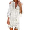 Kobilee Copricostume Donna Mare Bianco Sexy Elegante Abito da Spiaggia Trasparente a Portafoglio Cotone Vestito Spiaggia Cover Up Lungo Copricostume Taglie Forti Curvy Costumi Mare Vestito Mare Lunghi